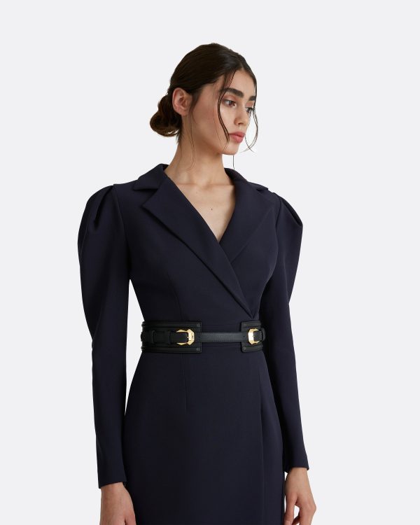 Maud Black/Gold Leather Belt - Image 3