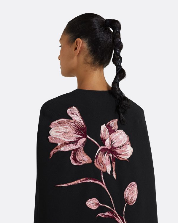 Camila Black Embroidered Coat - Image 3