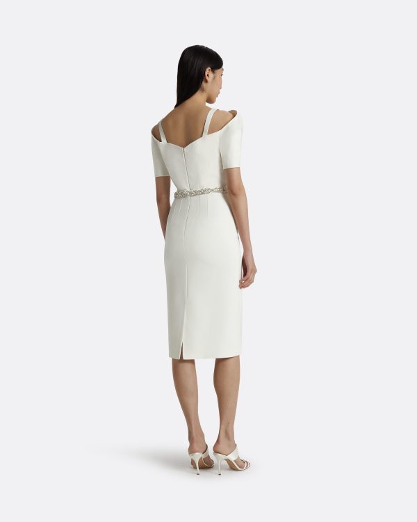 Kara Ivory Embroidered Midi Dress - Image 2