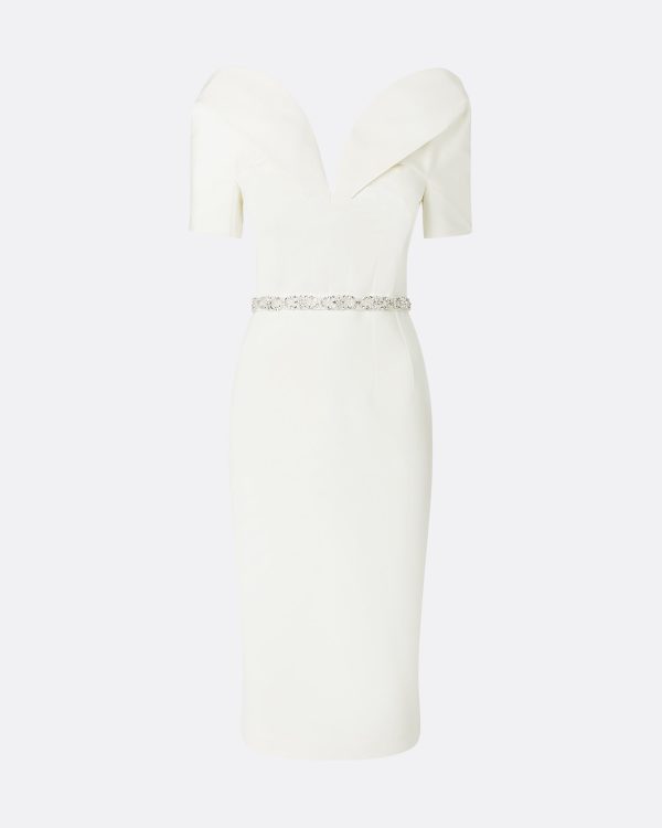 Kara Ivory Embroidered Midi Dress - Image 5