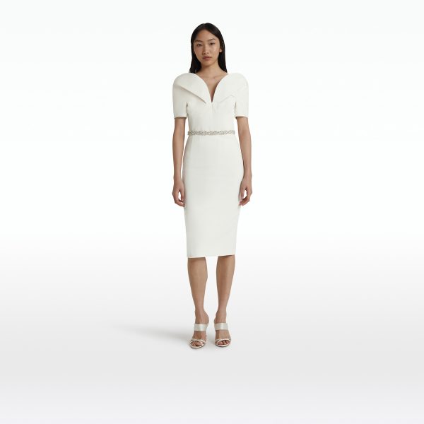 Kara Ivory Embroidered Midi Dress - Image 6