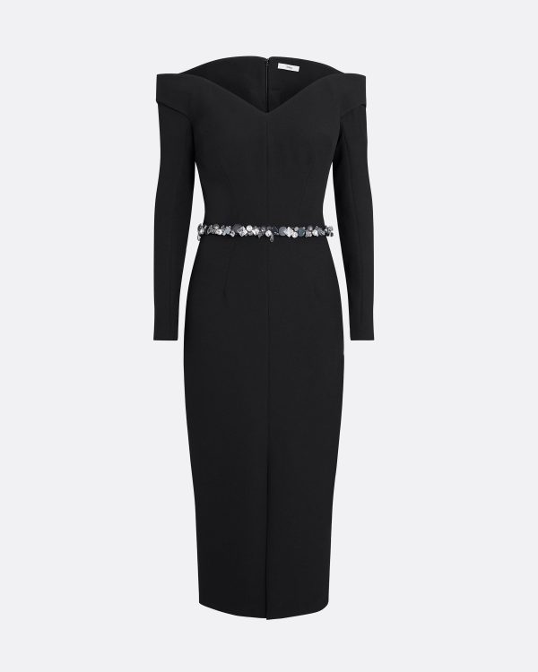 Asuman Black Midi Dress With Embroidered Belt - Image 5