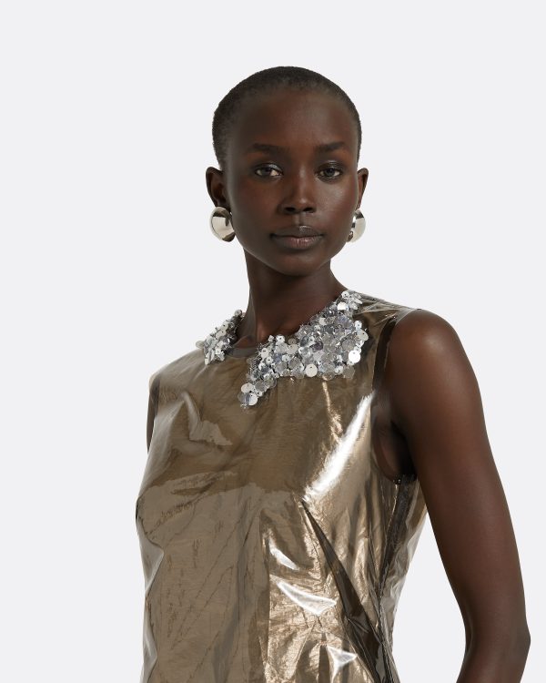 Amalia Taupe Midi Dress - Image 3