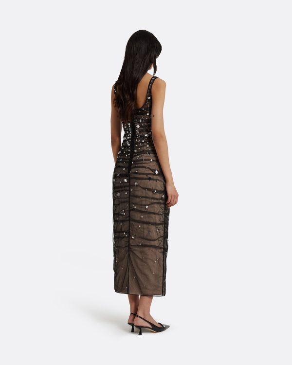 Ceren Black Midi Dress - Image 2