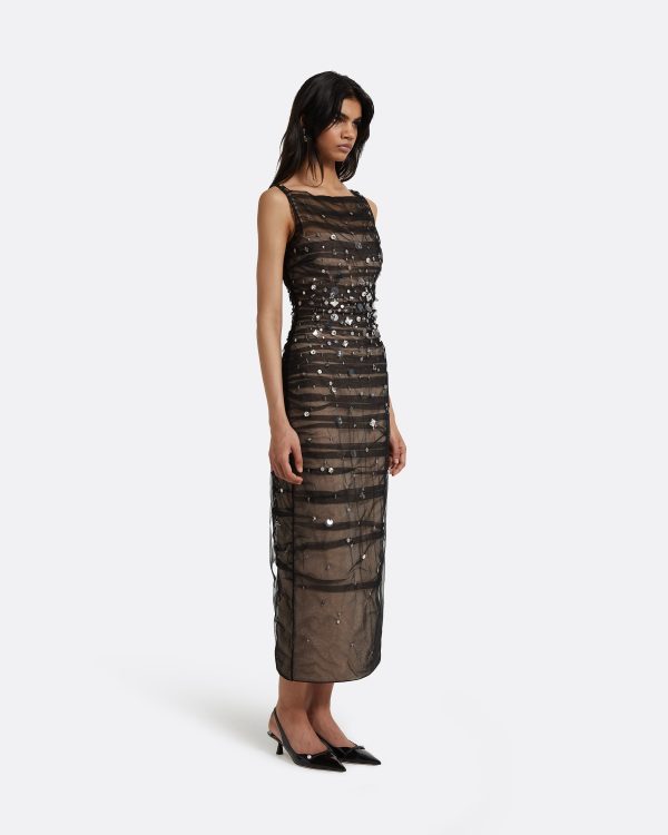 Ceren Black Midi Dress - Image 4
