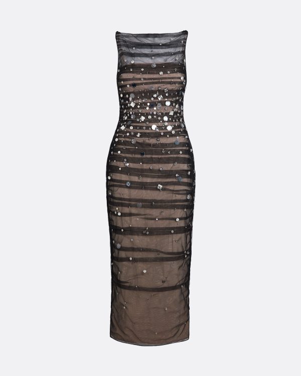 Ceren Black Midi Dress - Image 5