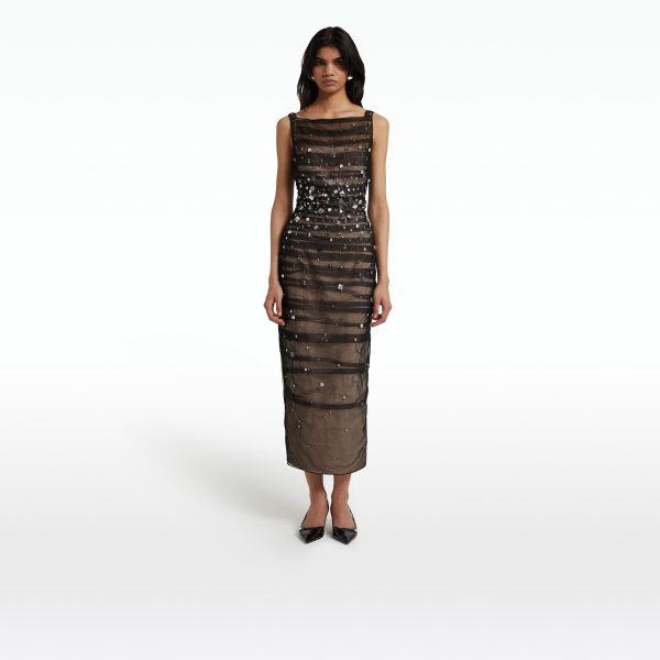 Ceren Black Midi Dress - Image 6