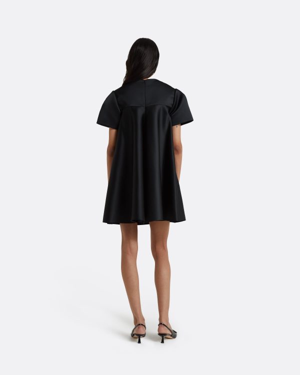 Damla Black Short Dress - Image 2