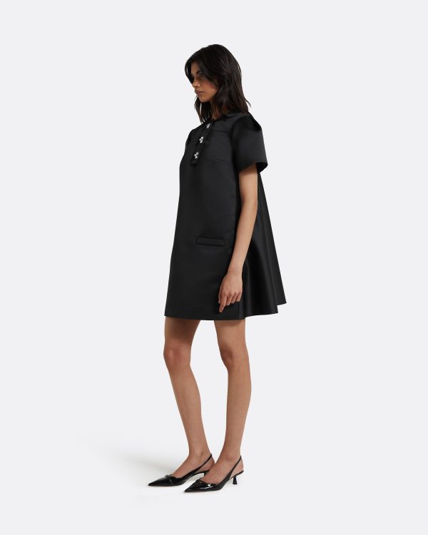 Damla Black Short Dress - Image 4