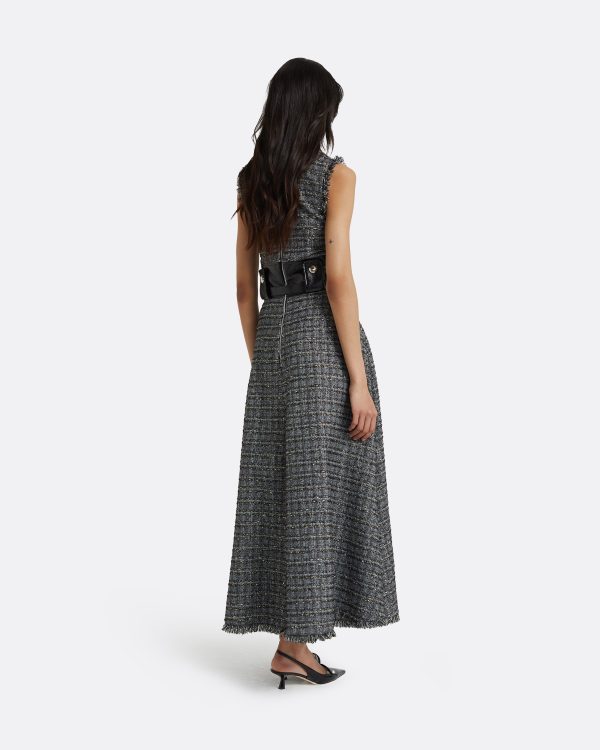 Maeva Metalllic Greyscale Midi Dress - Image 2