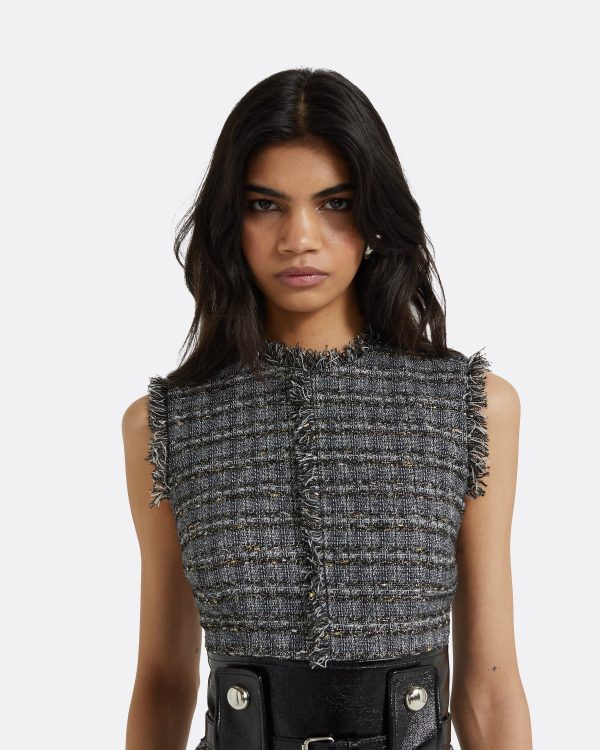 Maeva Metalllic Greyscale Midi Dress - Image 3