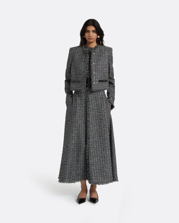 Maeva Metalllic Greyscale Midi Dress - Image 5