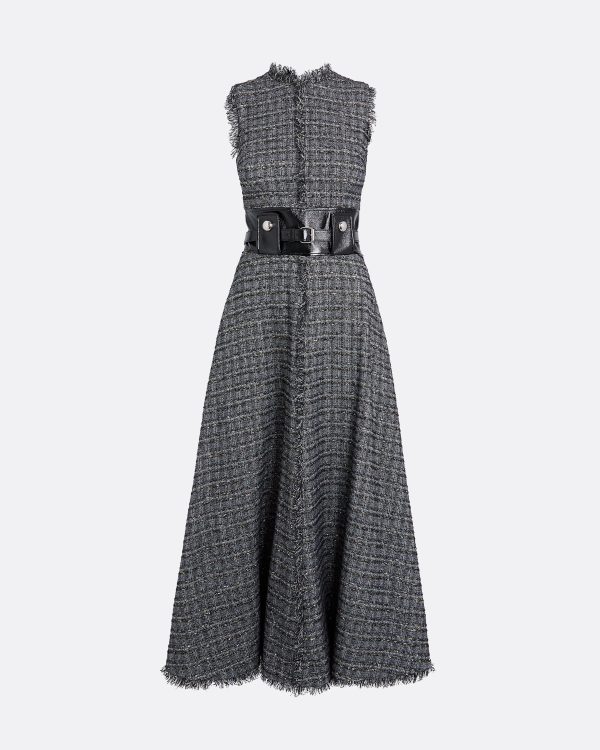 Maeva Metalllic Greyscale Midi Dress - Image 6
