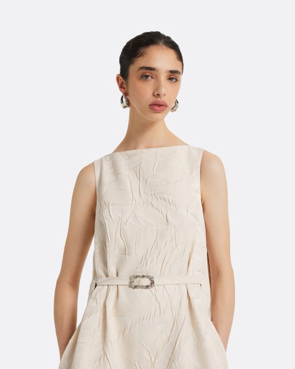 Becce Embroidered Ivory Short Dress - Image 3