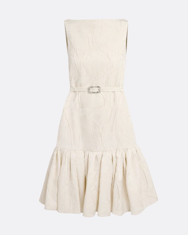 Becce Embroidered Ivory Short Dress - Image 5