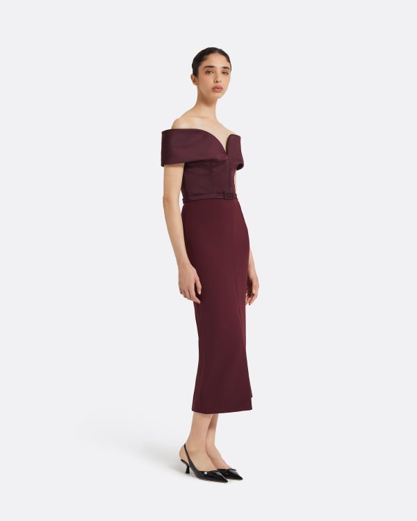 Ebren Wine Midi Dress - Image 4