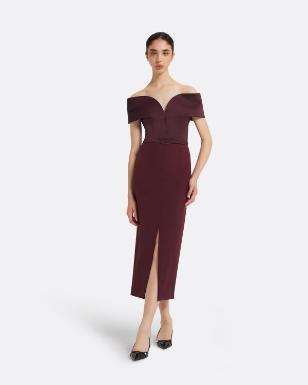 Ebren Wine Midi Dress - Image 6