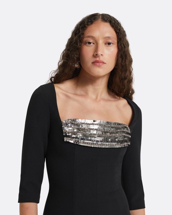 Derya Black Midi Dress - Image 3