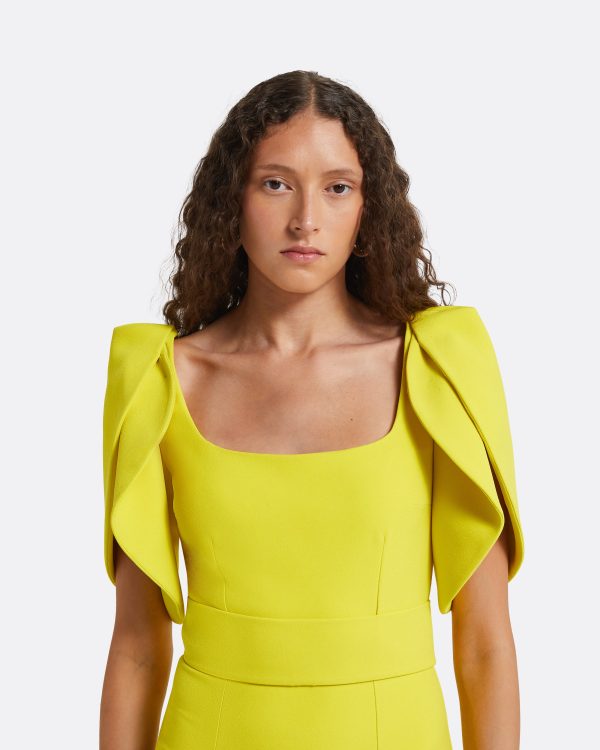 Joan Chartreuse Midi Dress - Image 3