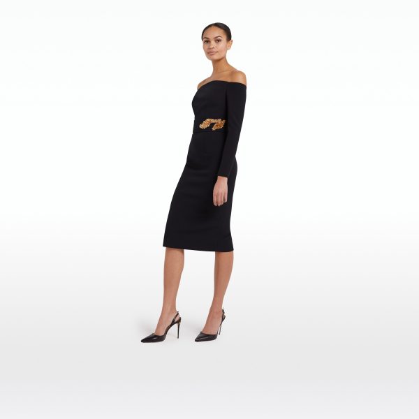 Starling Black Embroidered Midi Dress - Image 4