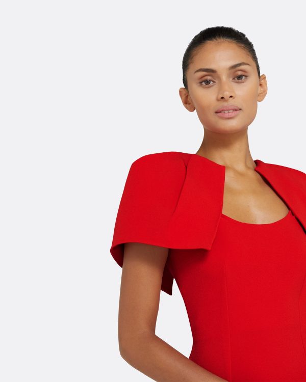 Blossom Cherry Red Midi Dress - Image 3