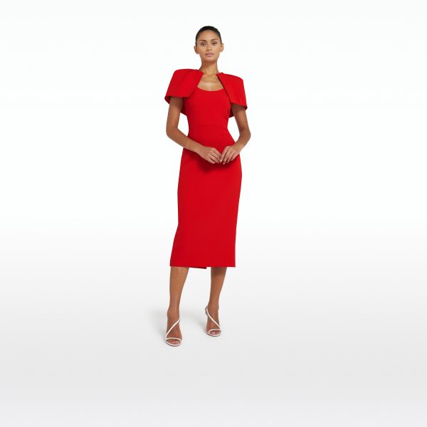 Blossom Cherry Red Midi Dress - Image 6