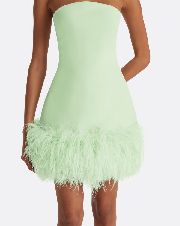 Rowan Aloe Feather-Trimmed Short Dress - Image 3