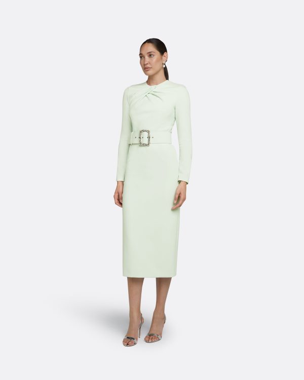 Brunna Spearmint Midi Dress With Embroidered Belt - Image 4