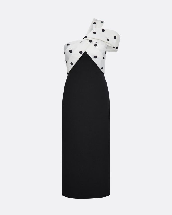 Bushra Black & Egret/ Black Midi Dress - Image 5