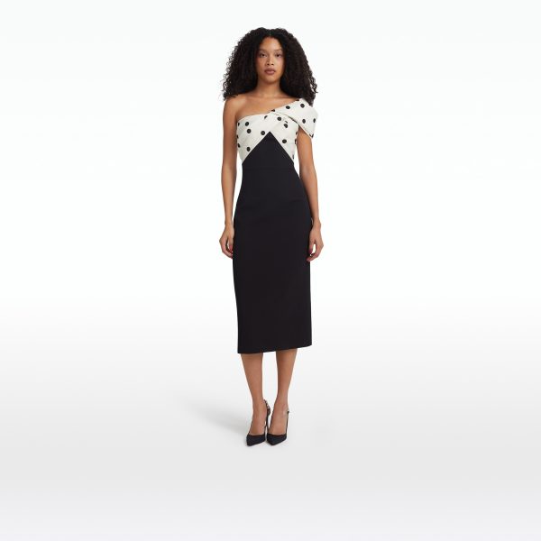 Bushra Black & Egret/ Black Midi Dress - Image 6