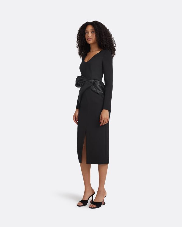Yenna Black Midi Dress - Image 4