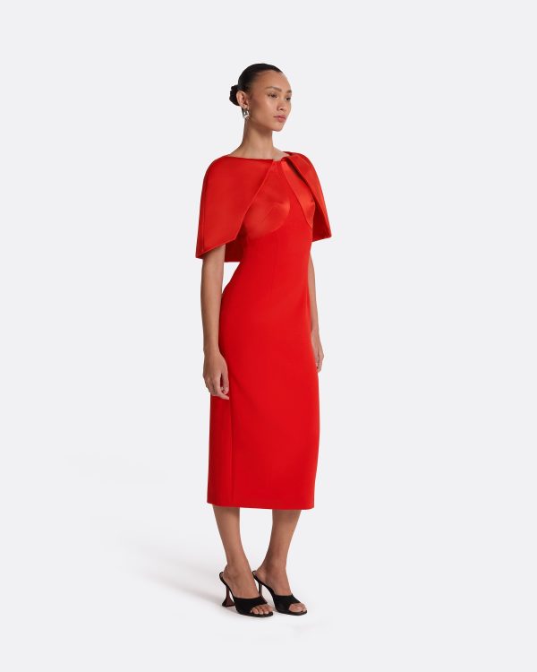Barb Scarlet Red Midi Dress - Image 4