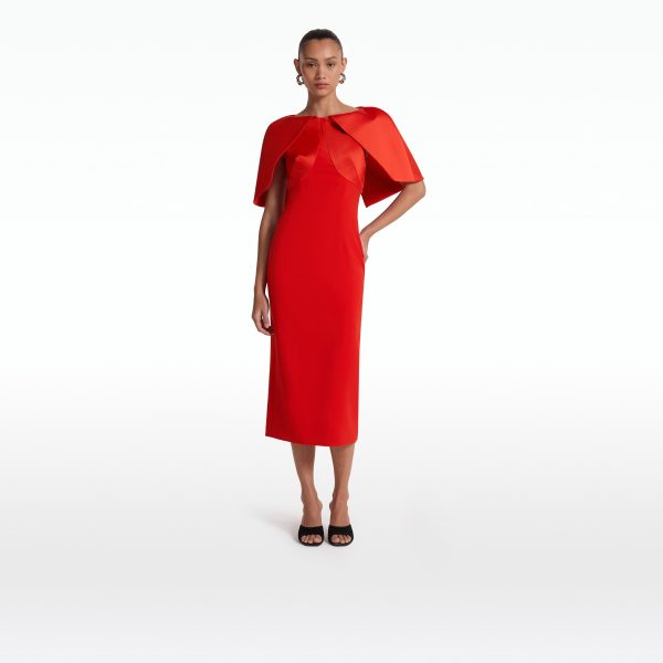 Barb Scarlet Red Midi Dress - Image 6
