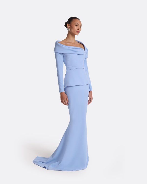 Andra Carolina Blue Long Dress - Image 4