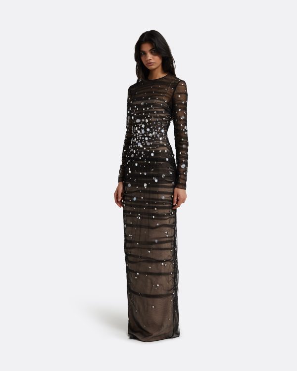 Defne Black Long Dress - Image 4