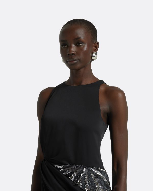 Ayda Black Long Dress - Image 3
