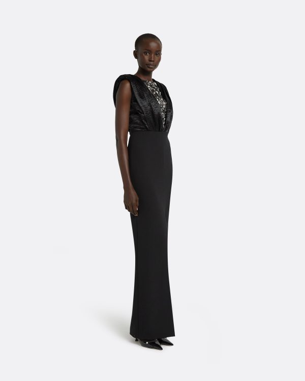 Arzu Black Long Dress - Image 4