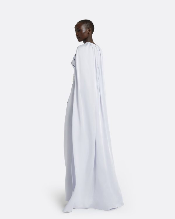Ayse Silk Blue Long Dress - Image 2