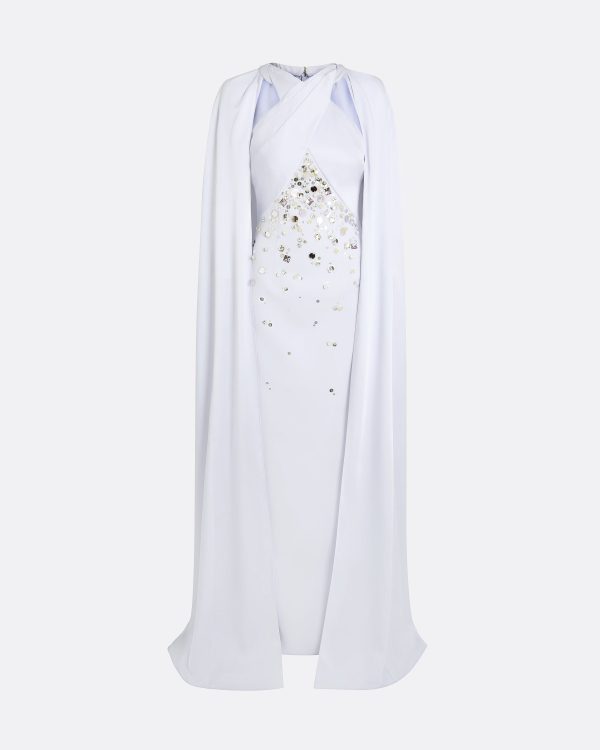 Ayse Silk Blue Long Dress - Image 5