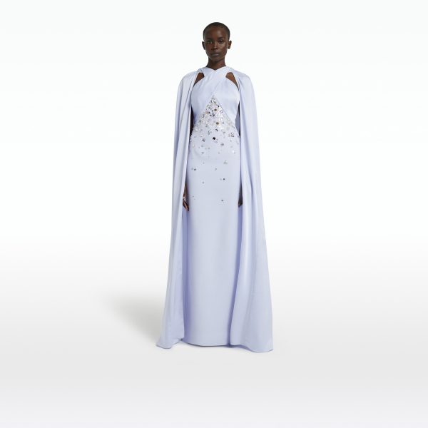 Ayse Silk Blue Long Dress - Image 6