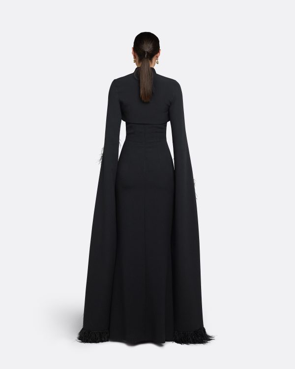 Amari Black Feather-Trimmed Bolero & Soshin Dress - Image 2