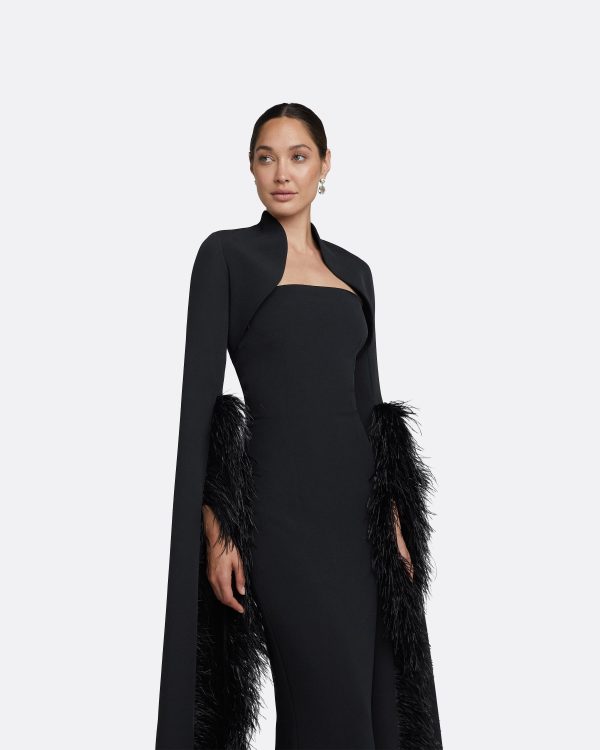 Amari Black Feather-Trimmed Bolero & Soshin Dress - Image 3