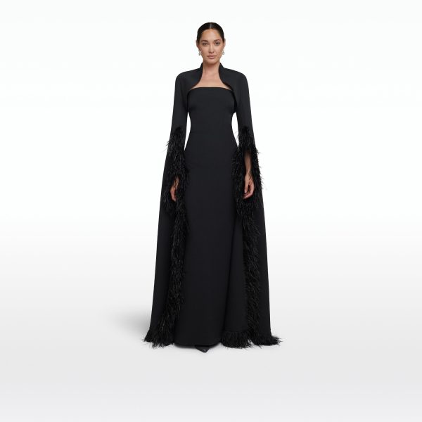 Amari Black Feather-Trimmed Bolero & Soshin Dress - Image 6