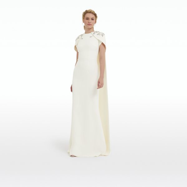 Ginkgo Flower Bud Embroidered Ivory Dress - Image 6