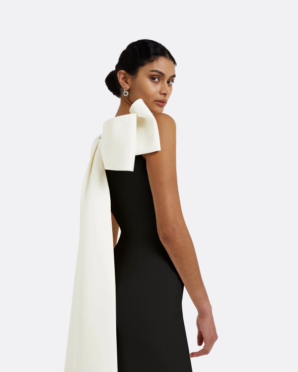 Celestia Black & Ivory Long Dress - Image 3