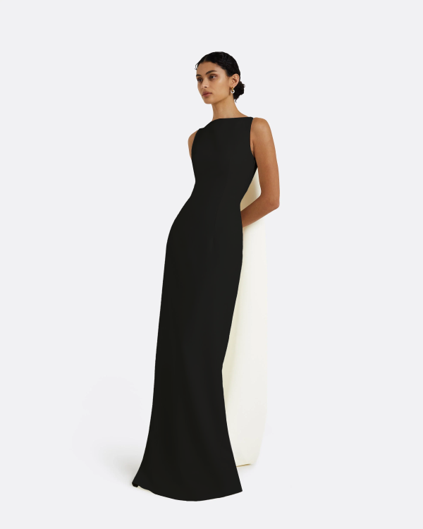 Celestia Black & Ivory Long Dress - Image 4