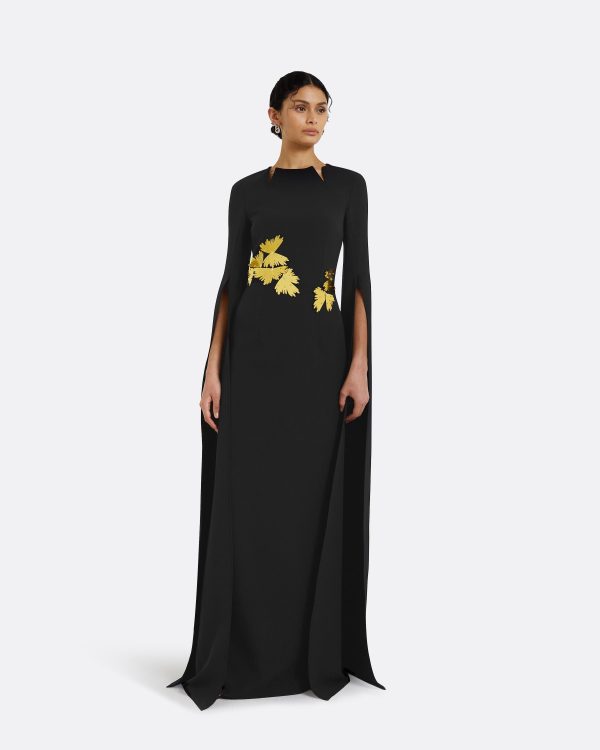 Talin Embroidered Black Long Dress