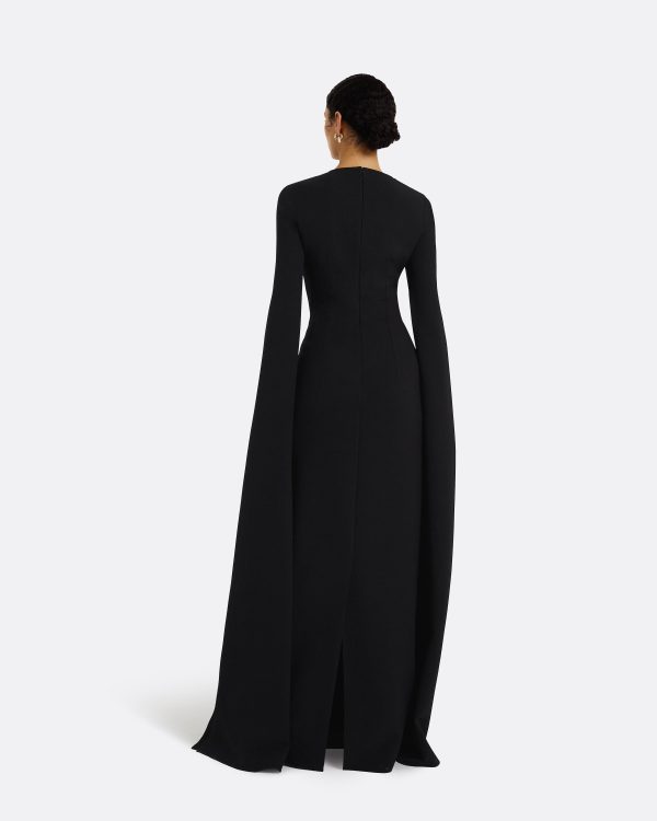 Talin Embroidered Black Long Dress - Image 2