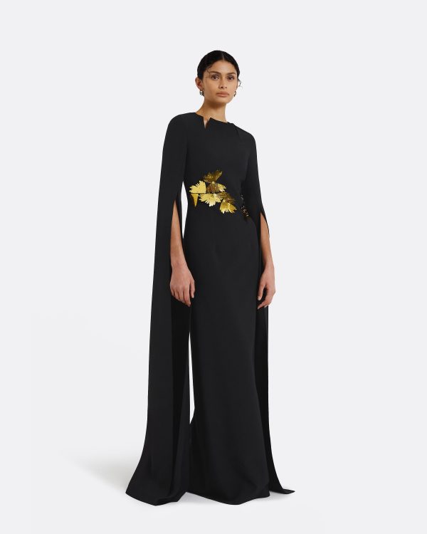 Talin Embroidered Black Long Dress - Image 4