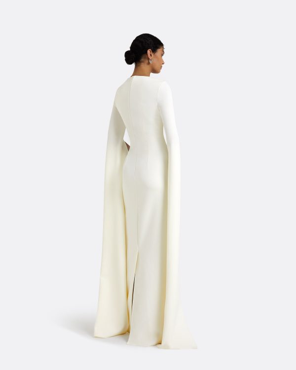 Talin Embroidered Ivory Long Dress - Image 2
